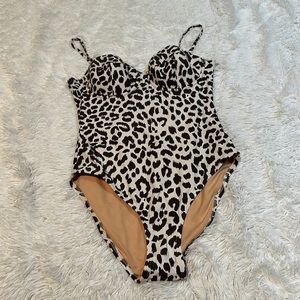 J. Crew Leopard Print One Piece Swimsuit